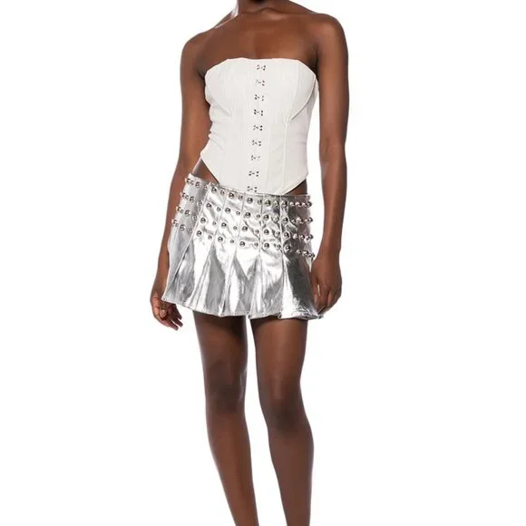 Callie Lives Miz Goth Life: Structured Black Faux Hook & Eye Corset Top Medium - Picture 5 of 7